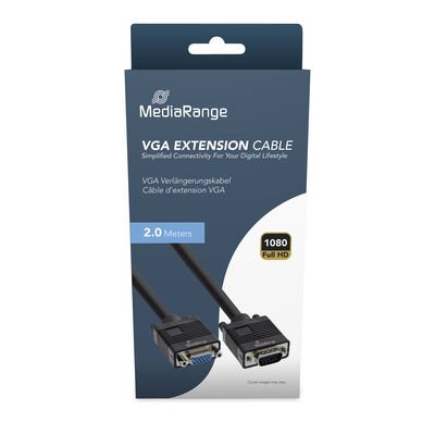 Mediarange Vga Verlängerungscable, 2m, Negro
