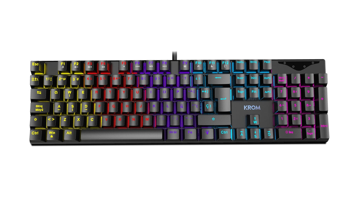 Teclado Ingles Krom Kasic Gaming Usb Mecanico Iluminacion Rgb Antighosting
