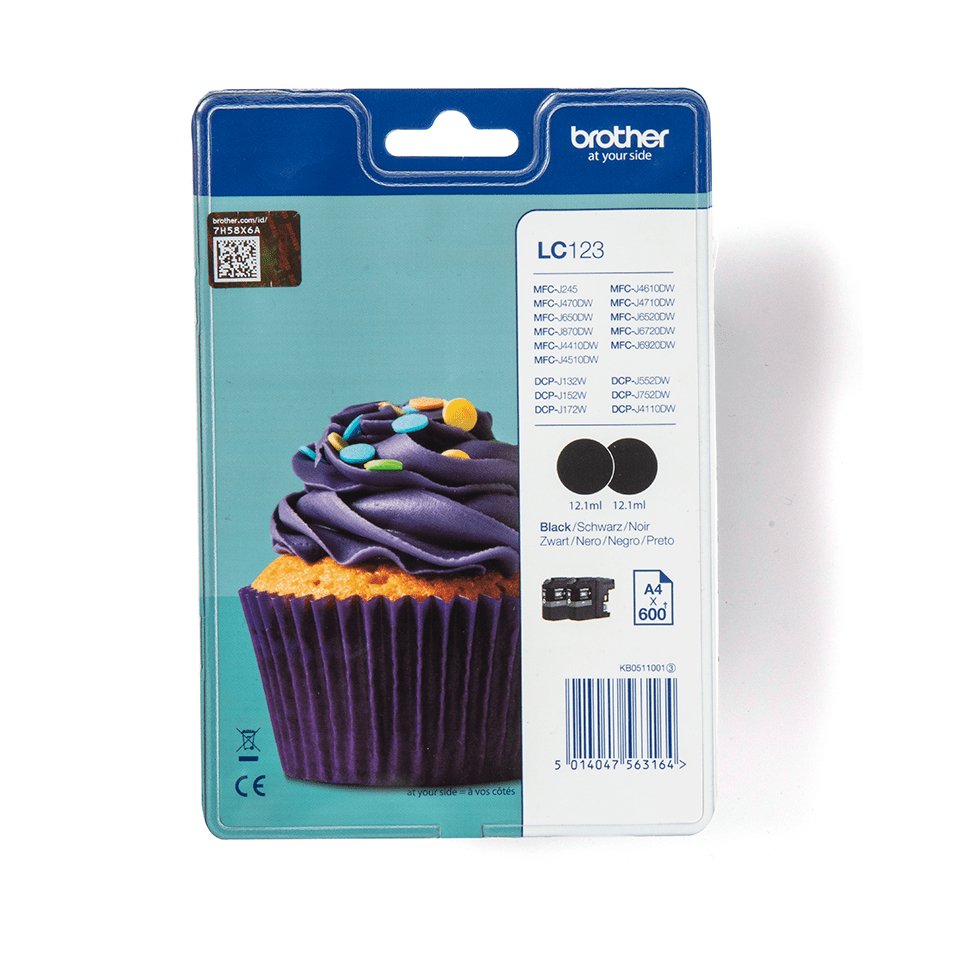 EAN 5014047563171 - Brother LC123BKBP2DR cartucho de tinta 1 pieza(s) Original Negro imagen 1