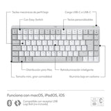 Teclado Ingles Logitech Mx Mini Mechanical For Mac Bluetooth Qwerty Internacional De Ee.Uu. Gris, Blanco