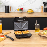 Sandwichera Cecotec Rock'Ntoast Classic +. 800 W, 2 Sándwiches Con Acabados En Acero Inoxidable, Placas Triangulares Con Revestimiento Antiadherente, Libre De Pfoa, Asa Tacto Frío