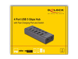 Usb 5 Gbps Hub Mit 2 X Usb Typ-A Und 2 X Usb Type-C Buchse Und 1 X Schnellladeport + Schalter