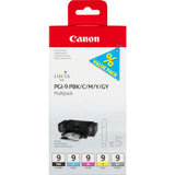 Tinta Canon Pgi-9 Pbk/C/M/Y/Gy Multi-Pack Paquete De 5 Gris Amarillo Cián Magenta Photo Negro Original Depósito De Tinta Para Pixma Ix7000 Mx7600 Pro9500 Pro9500 Mark Ii