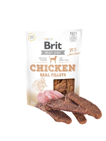 Brit Meaty Jerky Chicken Fillets - Golosina Para Perros - 80 G