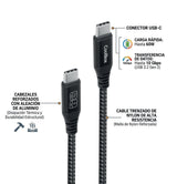 Coolbox Cable Trenzado Usb-C/Usb-C 3.2 Gen2 Datos 10gbps + Carga Rapida 60w Aluminio 1.2m