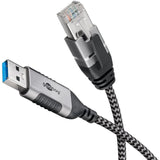 Cable De Adaptador Ethernet Goobay Usb-A 3.2 Gen1> Rj-45, Slim Black/Grey, 5 Metros 74397