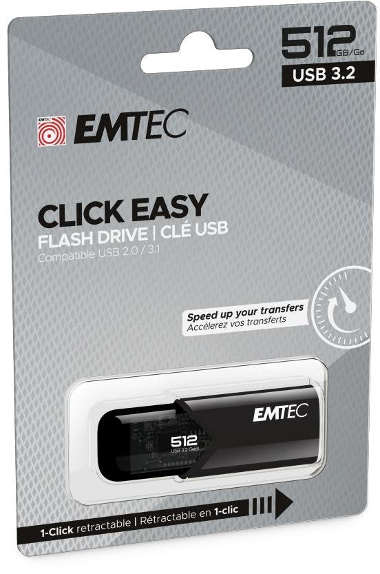 Pen Drive Emtec 512gb B110  Usb 3.2 Click Easy Black