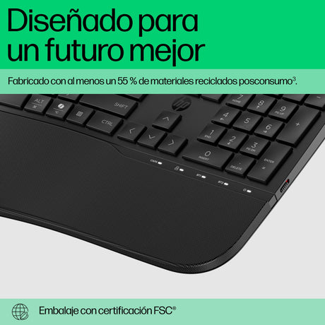 EAN 0197498231358 - HP 680 Comfort Dual-Mode Keyboard teclado Hogar RF Wireless + Bluetooth Negro imagen 6