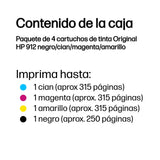 EAN 0195122352295 - HP 912 4-Pack CMYK(4) Original Ink Cartridge Combo cartucho de tinta 4 pieza(s) Rendimiento estándar Negr imagen 3