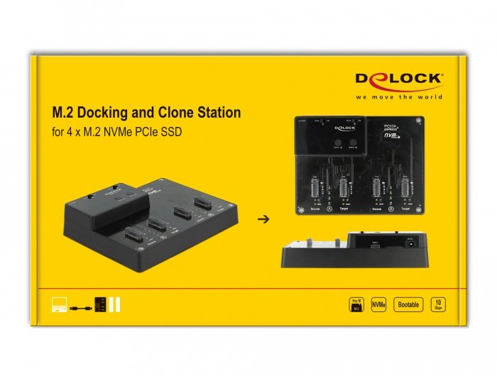 Delock M.2 Dockingstation Para 4 X M.2 Nvme Pcie Ssd Con Función De Clonación