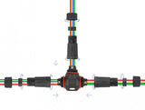 Delock Cableverbinder T-Form Für Aussenbereich 4 Pin, Ip68 Wasserdicht, Schraubbar, Cabledurchmesser 4,5 - 7,5 Mm Schwarz