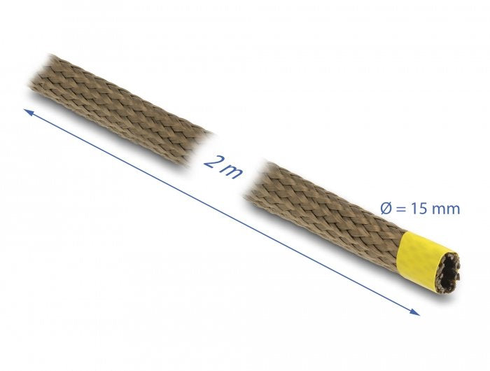 Delock Manguito Trenzado Fabricado Con Fibras De Basalto De 2 Mx 15 Mm, Marrón
