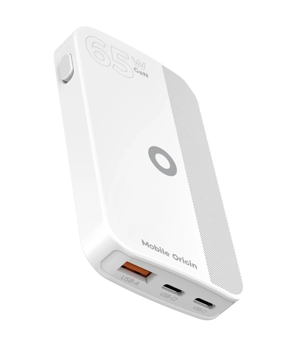 Mobile Origin 65w Gan Slim Dual Usb-C Single Usb-A, White