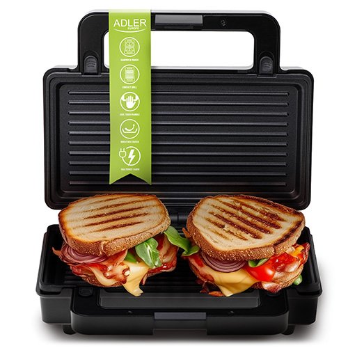 EAN 5905575903112 - Adler AD 3073 sandwichera 1400 W Negro, Plata imagen 17