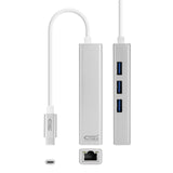 Nanocable Conversor Usb-C A Ethernet Gigabit + 3xusb 3.0 - Aluminio - 15 Cm - Plata