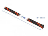 Delock Funda Trenzada Expandible 2 Mx 38 Mm Negro-Rojo
