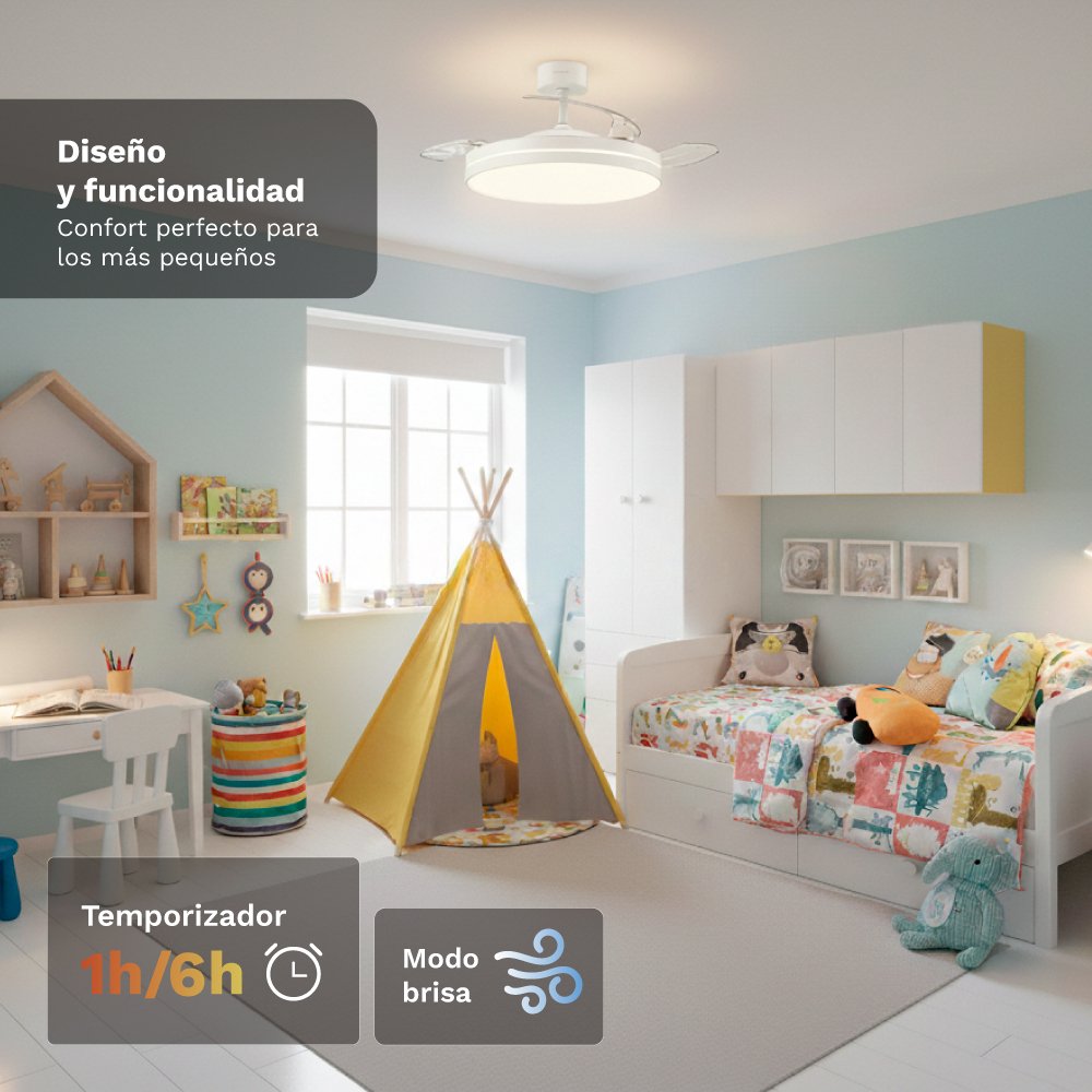 Ventilador De Techo Grunkel Skywhite42 30w 3 Aspas 106cm 6 Velocidades