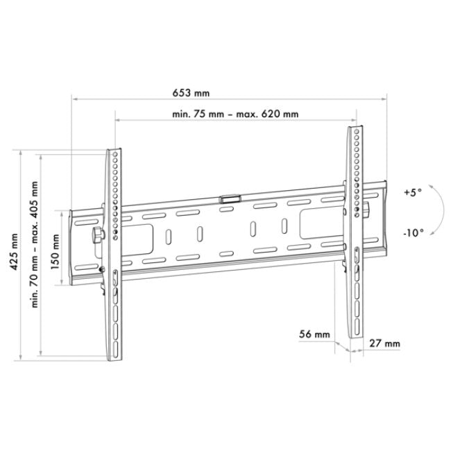 Soporte De Pared Para Tv Schwaiger, 37 "-70", Inclinable, Máx.50 Kg Negro