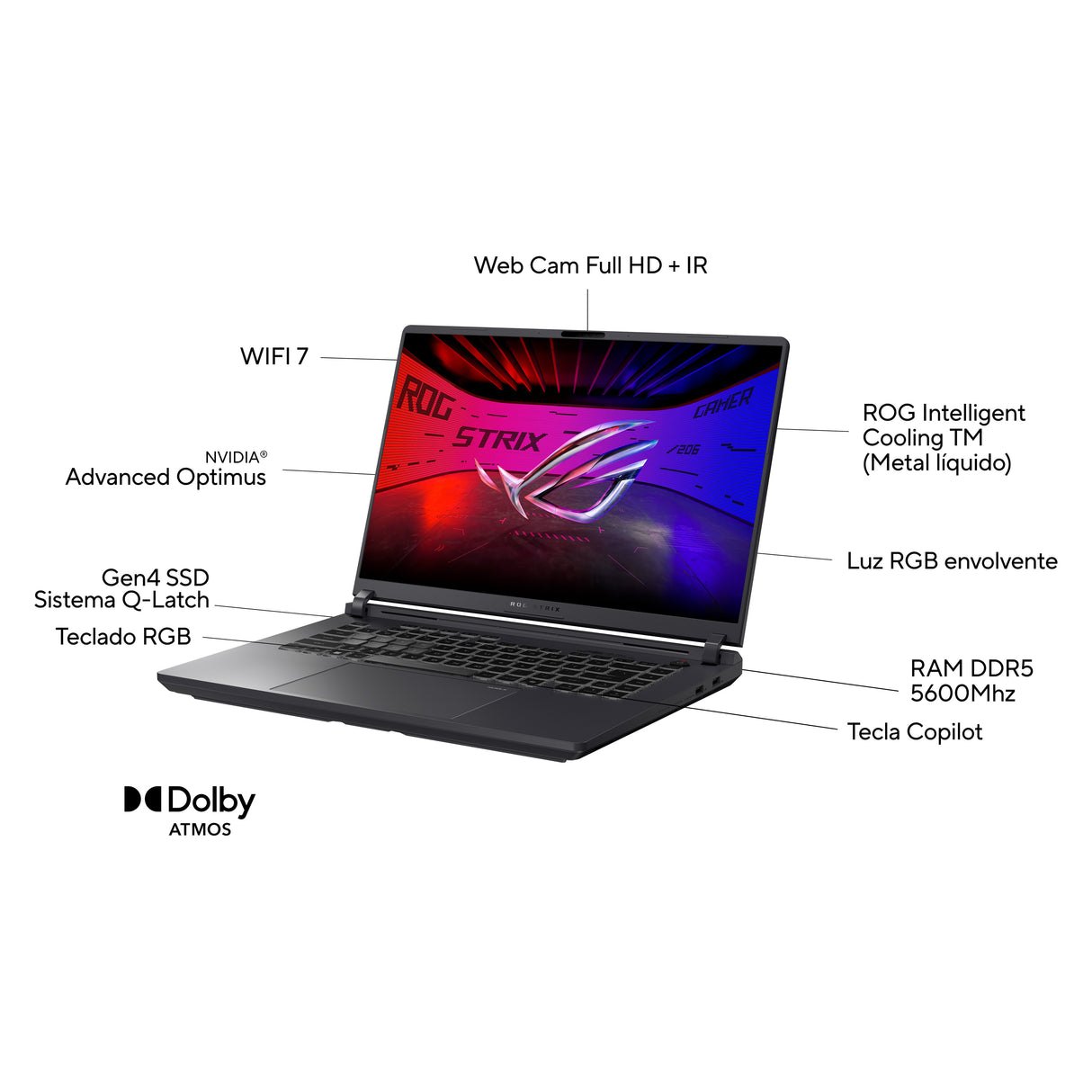 EAN 4711636009720 - ASUS ROG Strix G16 G615JPR-S5003 Intel® Core™ i7 40,6 cm (16") DDR5-SDRAM NVIDIA GeForce RTX 5070 Wi-Fi 7 imagen 3
