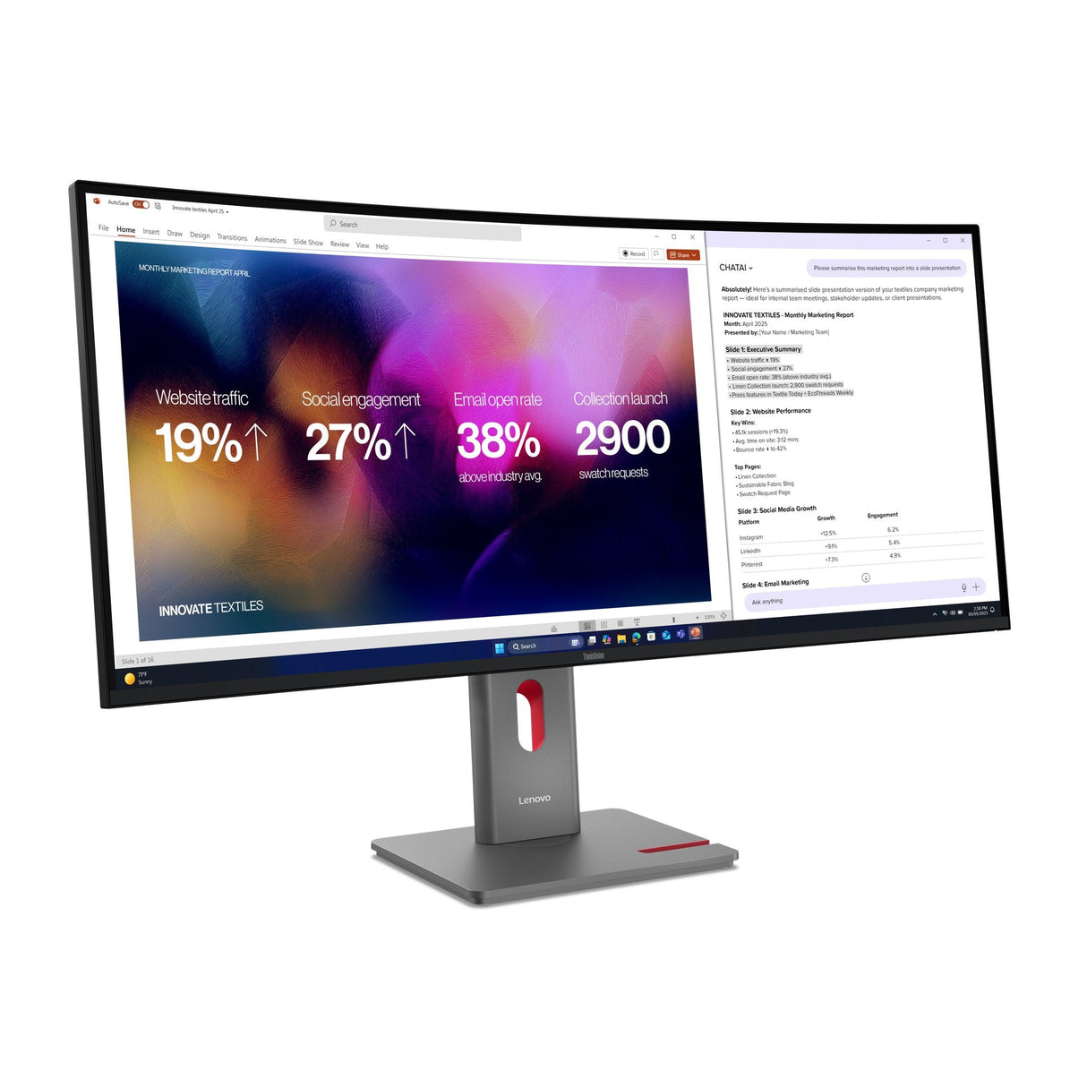 Lenovo Thinkvision P40wd-40, Monitor Led 100,8 Cm (39,7 Pulgadas), Negro, Wuhd, Ips-Negro, Curvo, Hdmi, Dp, Thunderbolt, Usb-C 64b4gat1eu