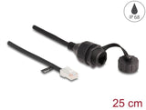 Delock 88012 Cable Rj45 Macho A Rj45 Hembra Para Empotrar Con Tapa De Sellado Cat.5e Ftp Ip68 Resistente Al Polvo Y Al Agua 25 Cm Negro