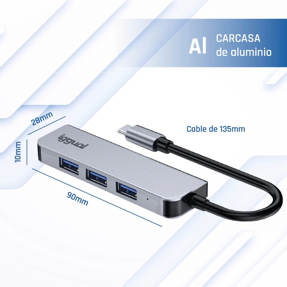 EAN 8435364319239 - iggual IGG319239 hub de interfaz USB 3.2 Gen 1 (3.1 Gen 1) Type-C 5000 Mbit/s Plata imagen 9