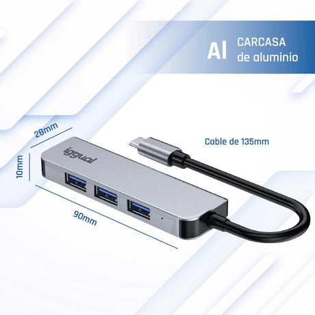 EAN 8435364319239 - iggual IGG319239 hub de interfaz USB 3.2 Gen 1 (3.1 Gen 1) Type-C 5000 Mbit/s Plata imagen 9