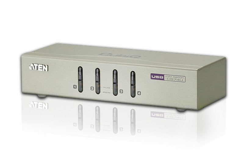 Aten Switch Kvm Vga/Audio Usb De 4 Puertos Plateado, Qxga, 0,177 W, Gris
