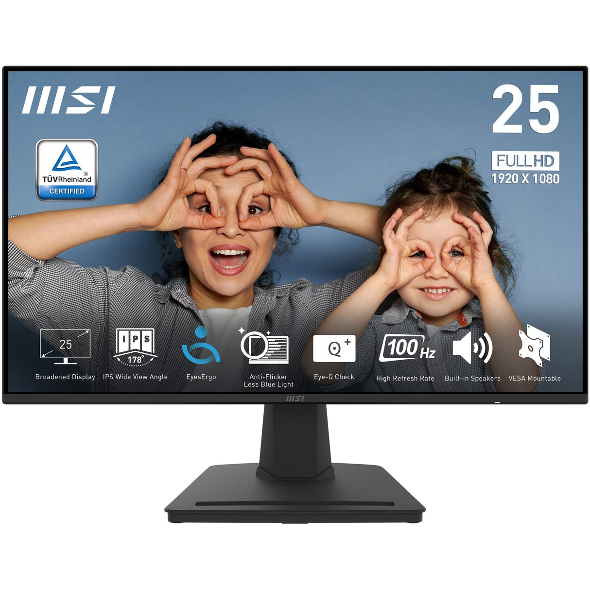 Lcd Monitor Msi Pro Mp252 24.5" Panel Ips 1920x1080 16:9 100hz Matte 1 Ms Speakers Tilt Colour Black Promp252