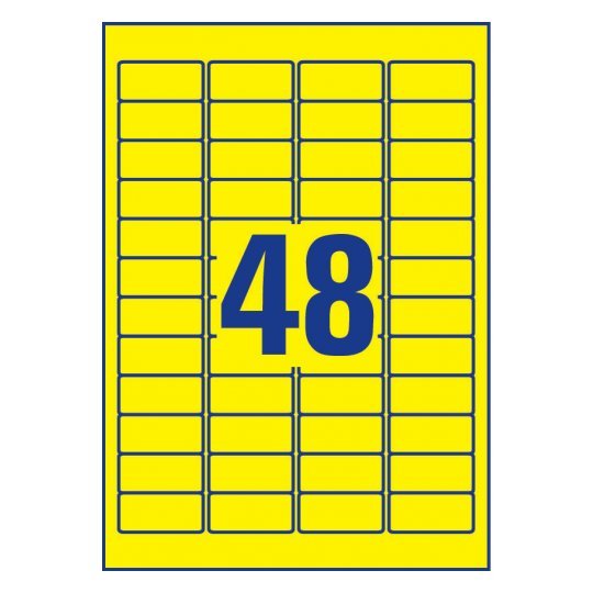 Avery L6103-20 Etiqueta Autoadhesiva Amarillo Rectángulo Permanente 960 Pieza(S)