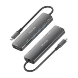 Aisens Usb-C Dock 7 En 1, Usb-C A 1xhdmi, 3xusb-A, 1xusb-C Pd 100w, 1xsd, 1xmicro Sd, Gris, 15cm