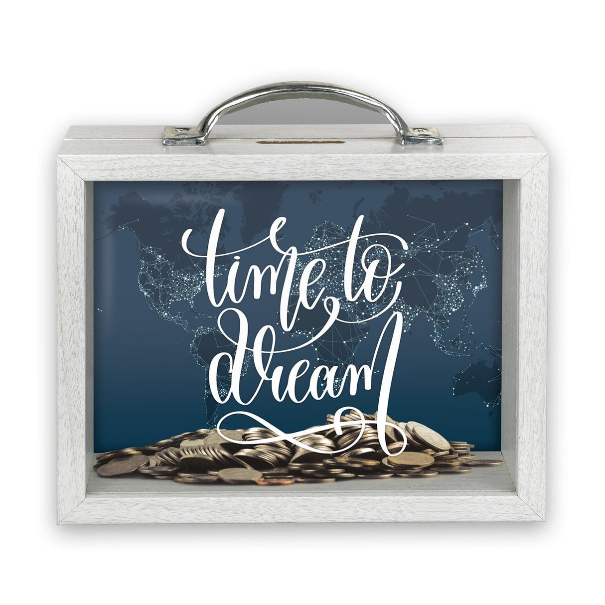 Zep Smith Caja De Dinero Blanco Vidrio, Mdf, Lana 1 Pieza(S)