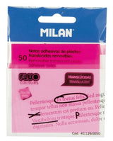 Milan Notas Adhesivas 50 Hojas 76x76mm Translúcidas Rosa Fluorescente