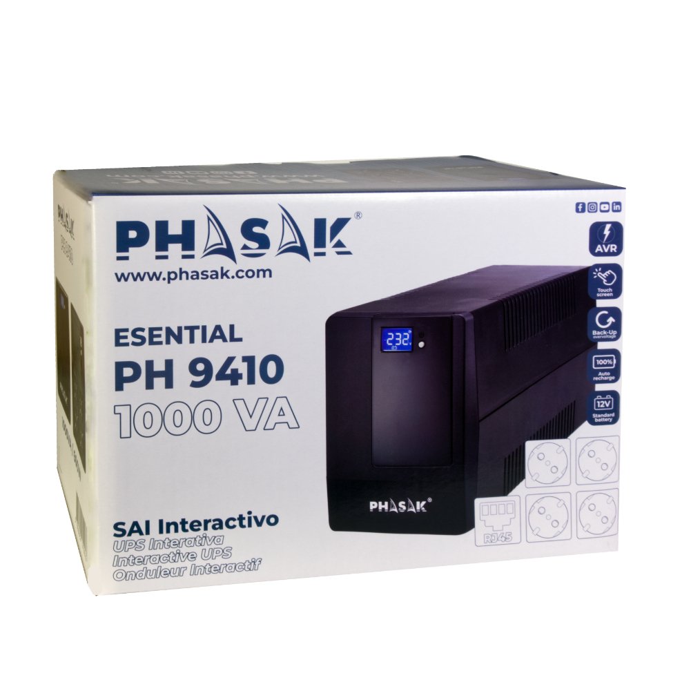 Sai Línea Interactiva Phasak 1000 Va Lcd 1000va 4 Salidas Formato Torre