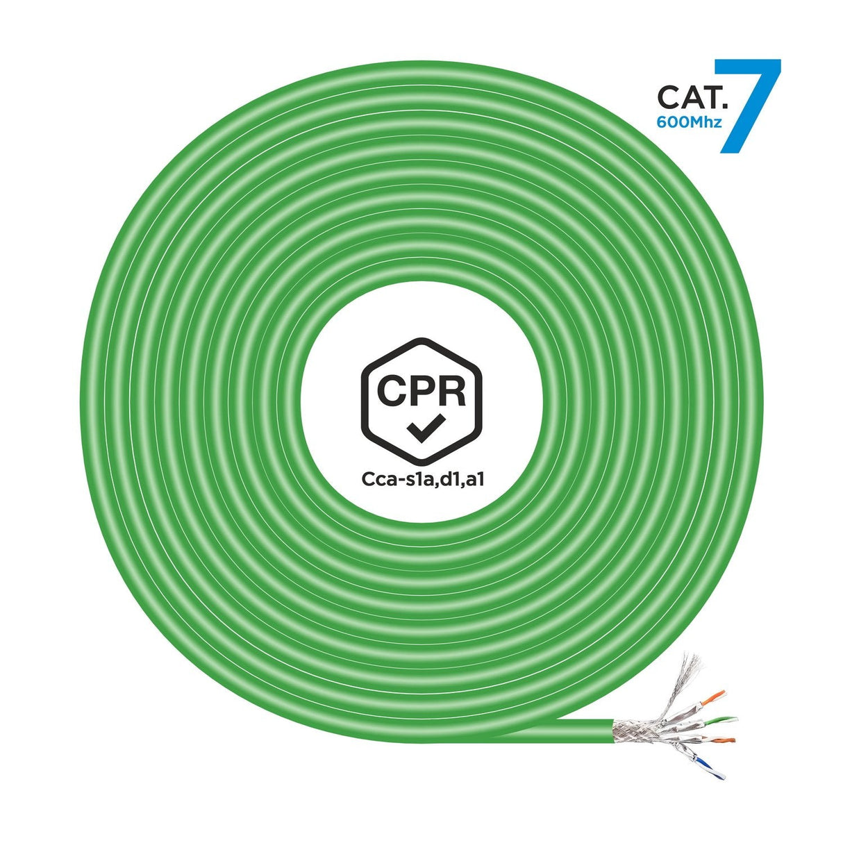Aisens Bobina Cable Rj45 Lszh Cpr Cca Cat.7 600 Mhz S/Ftp Awg23 - 500m - Verde