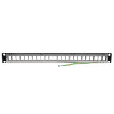 24-Port 1u Rack-Mount Shielded Blank Keystone Multimedia Patch Panel Rj45 Ethernet Usb Hdmi Cat5e 6 Taa