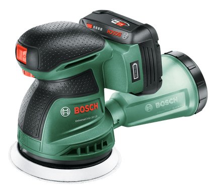Bosch Home Wilds & Garden Incentable Exercent Sander Universalorbit 18v-20, 18 Voltios Verdes, Batería De Iones De Litio 2.0ah, Energía Para Toda La Alianza 06033e4102