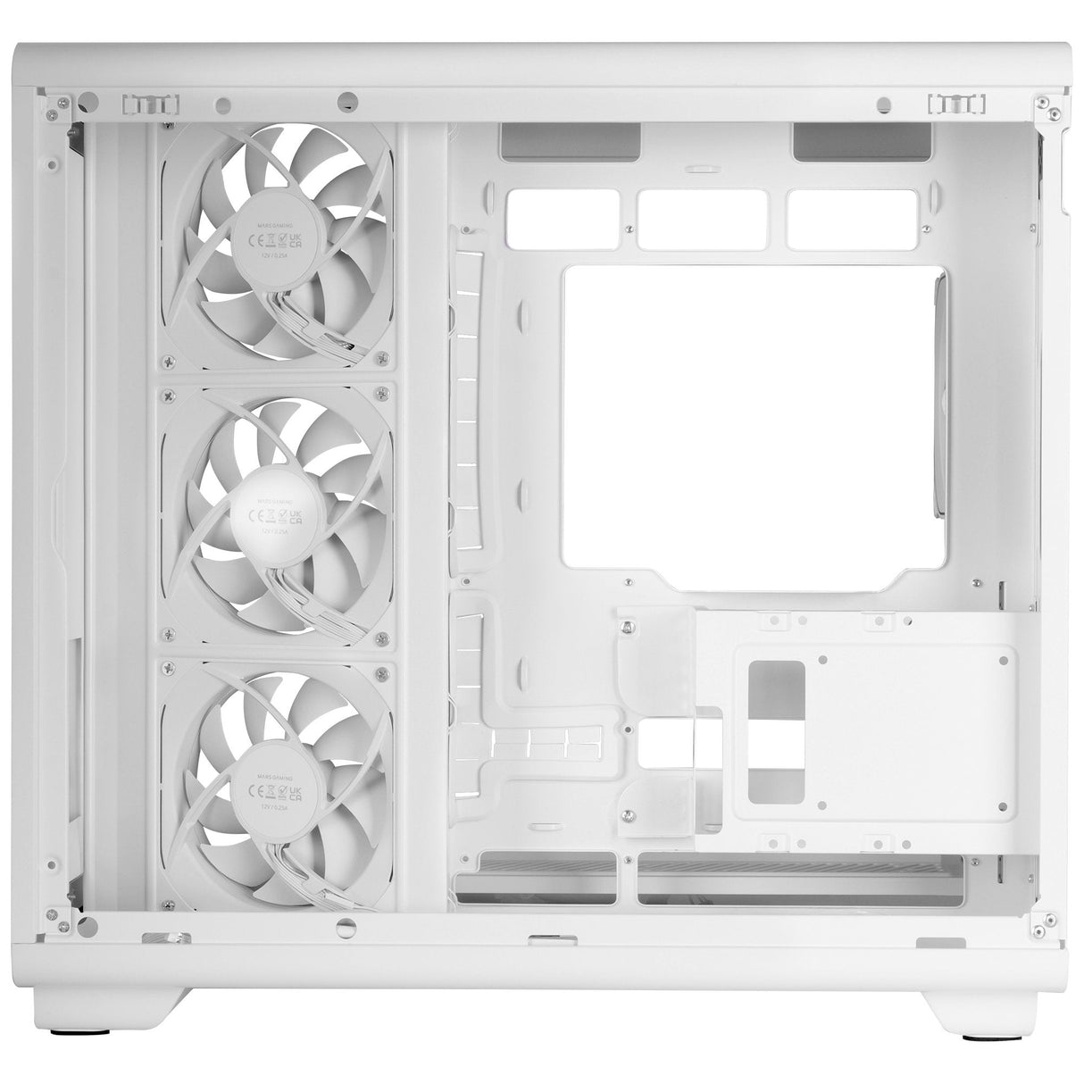 Caja Pc  Atx Mars Gaming Mc-Revmaxw Pantalla Lcd 11.8" Cristal Templado 4x Ventiladores Argb Blanco