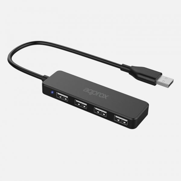 Hub 4 Puertos Usb 2.0 Negro Approx 4xusb2.0/ Usb-A