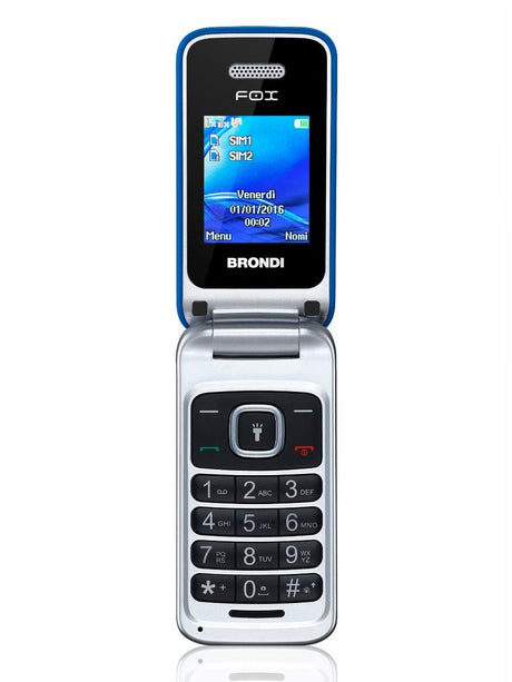 EAN 8015908738520 - Brondi Fox 4,5 cm (1.77") 74 g Azul, Plata Característica del teléfono imagen 1
