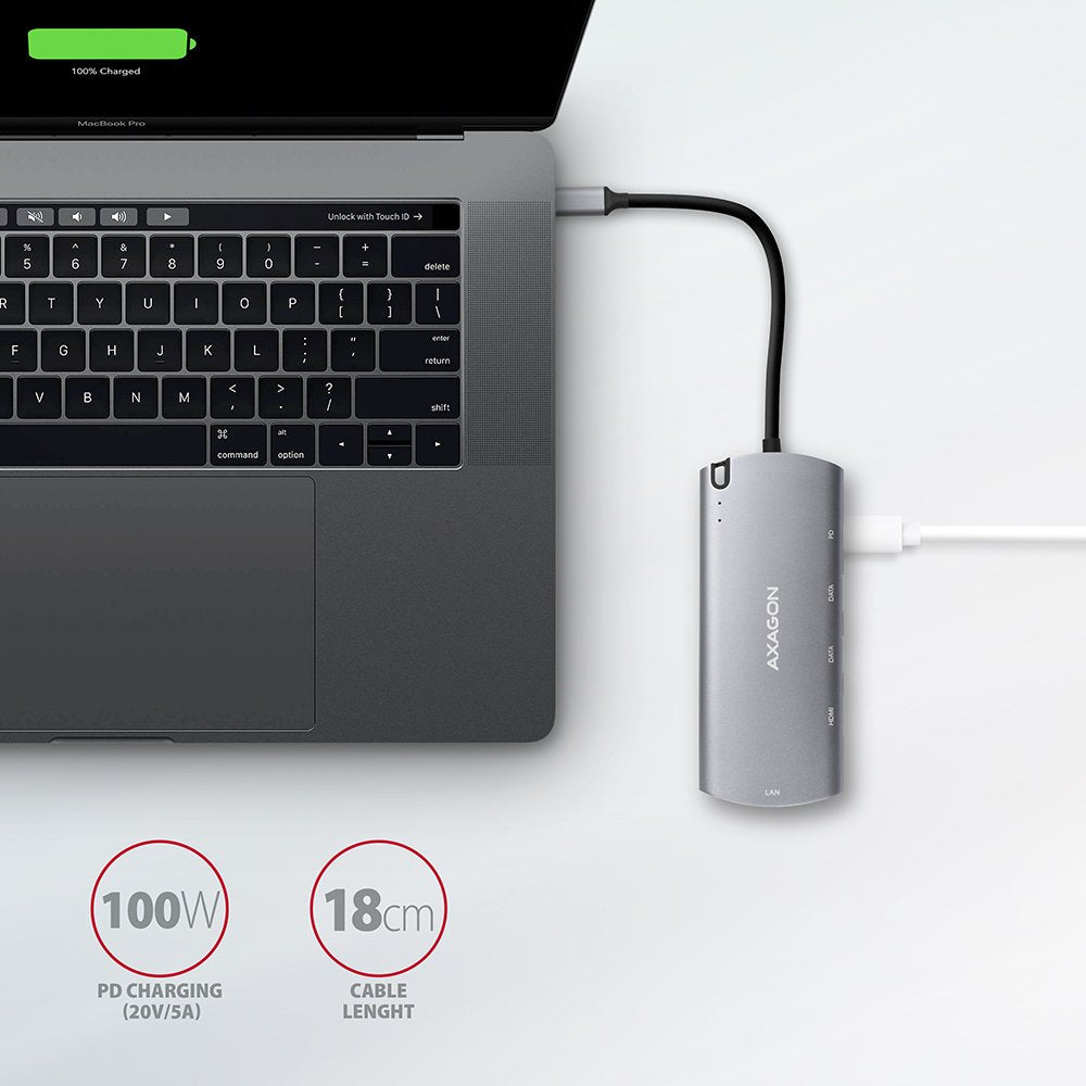 Axagon Concentrador Multipuerto Hmc-6m2, Usb 3.0, M.2-Sata, Hdmi, Gbit-Lan, 2x Usb-A, 1x Usb-