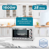 Horno Eléctrico Multifunción Grunkel 28l Plata Hr-28silver