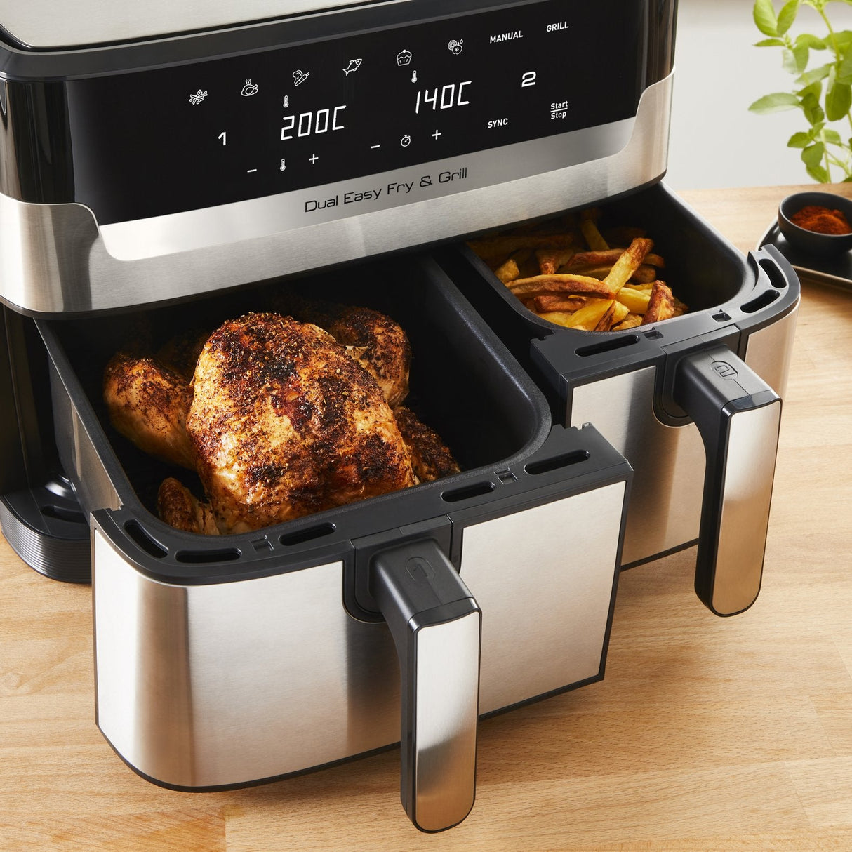 Freidora Tefal Ey905d De Aire Caliente Acero Fino/Negro