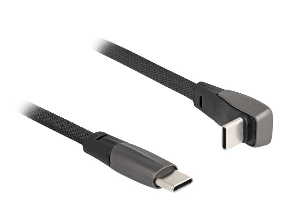 Delock 80750 Cable Plano De Cinta Usb 2.0 Usb Type-C Macho A Usb Type-C Macho Acodado Pd 3.0 60 W 14 Cm Negro