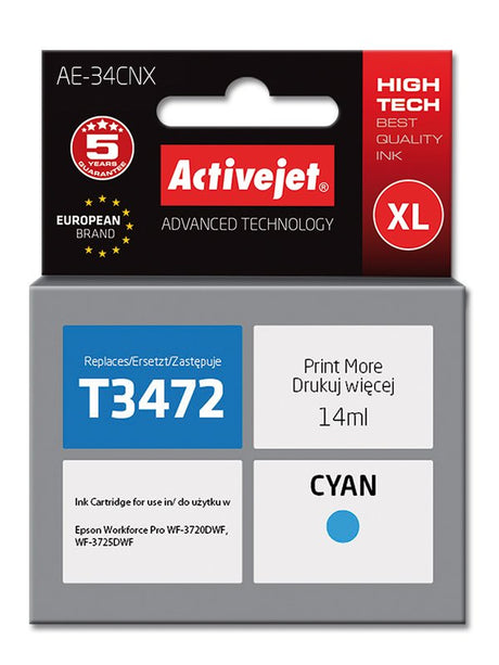 EAN 5901443108849 - Activejet AE-34CNX cartucho de tinta 1 pieza(s) Compatible Alto rendimiento (XL) Cian imagen 1