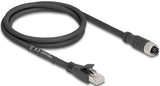 Delock M12 Cable X-Kodiert 8 Pin Buchse Zu Rj45 Stecker Cat.5e S Ftp Flexibel 1 M Schwarz