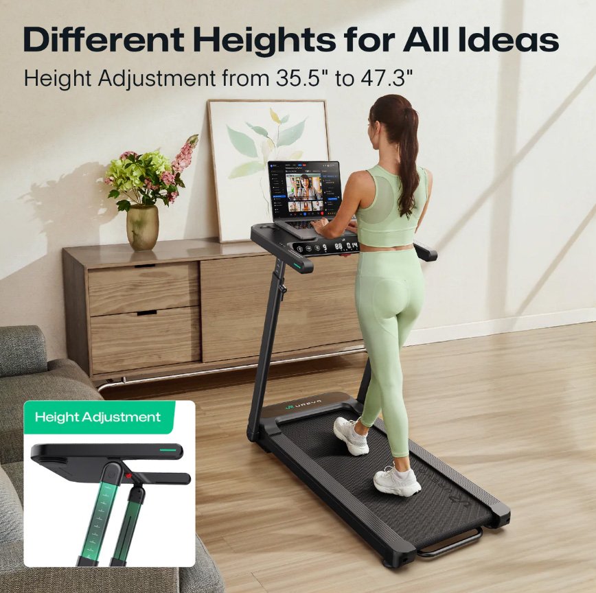 Cinta De Correr Con Mesa De Trabajo Y Ejercicio Incorporada Urevo Foldi 3s