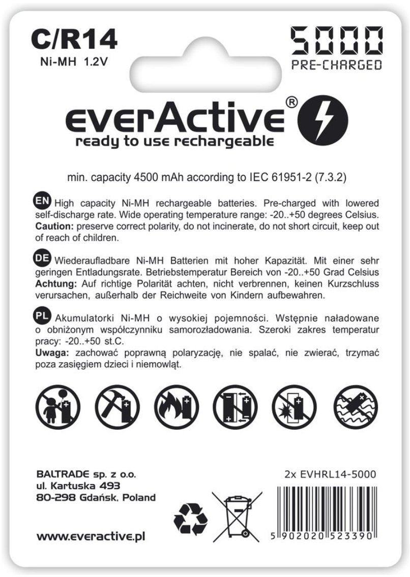 EAN 5902020523390 - Everactive EVHRL14-5000 pila doméstica Batería recargable Níquel-metal hidruro (NiMH) imagen 2
