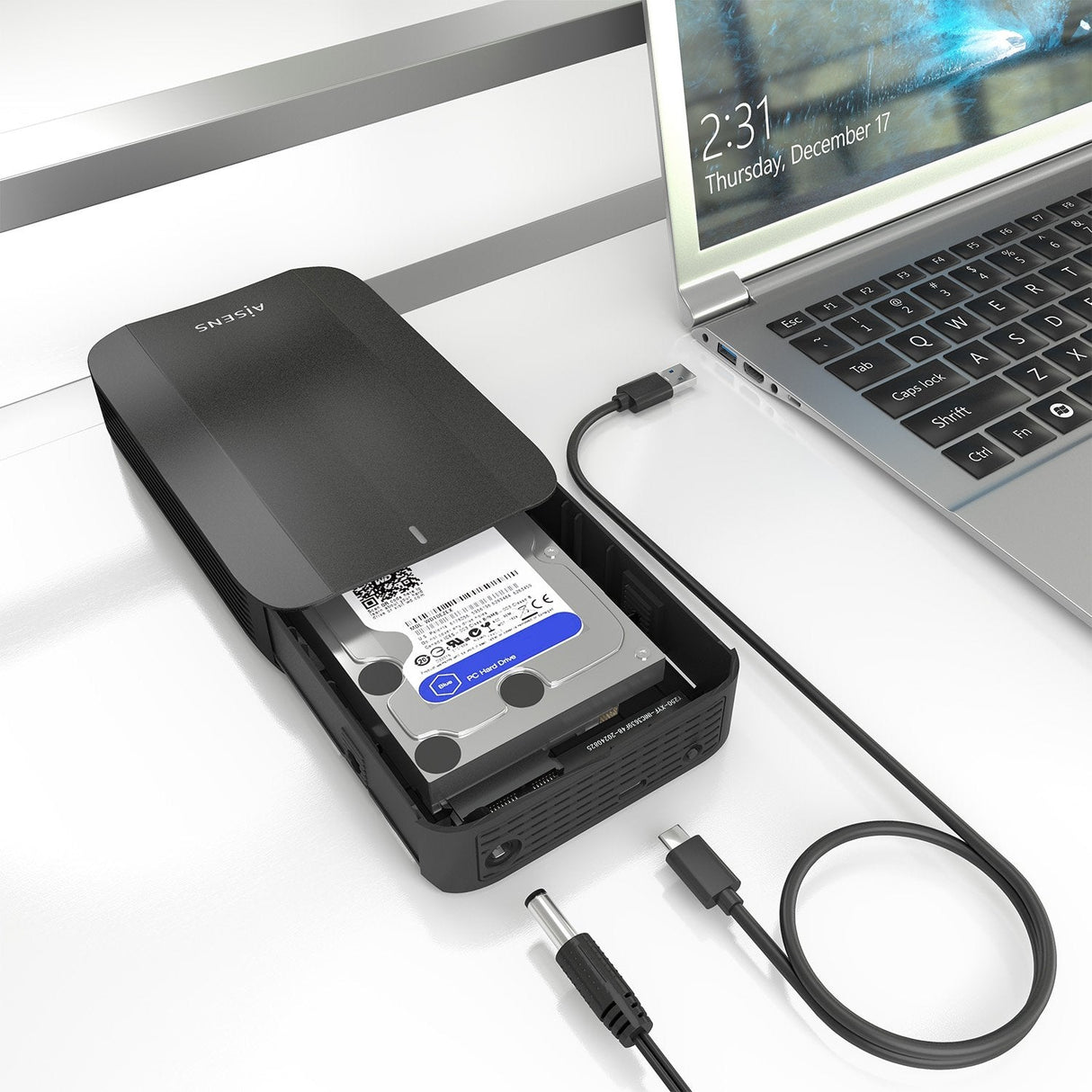Aisens Caja Externa 3,5&Quot; Sata A Usb-C Usb3.1 Gen1, Negra