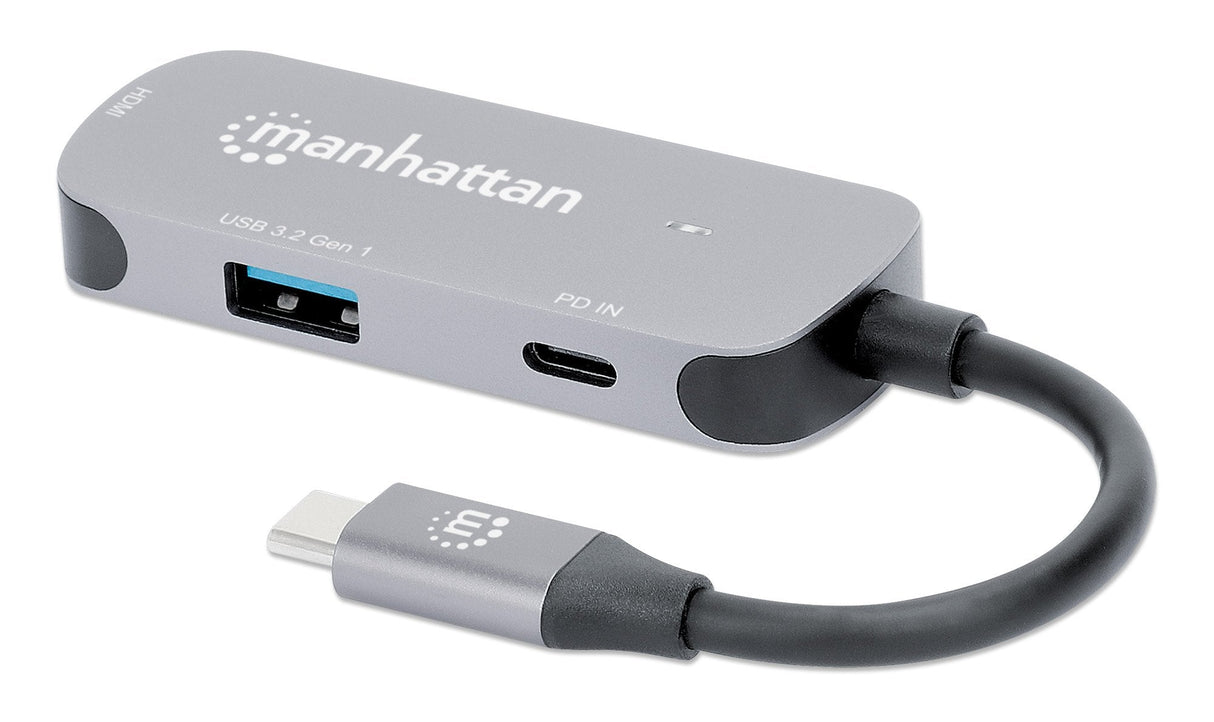 Manhattan 190299 Base Para Portátil Y Replicador De Puertos Alámbrico Usb 3.2 Gen 1 (3.1 Gen 1) Type-C Plata